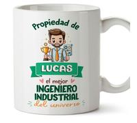 MUGFFINS Tazas Personalizadas para INGENIERO INDUSTRIAL hombre - En Español - Propiedad de - 11 oz / 330 ml - Regalo Personalizable original y divertido