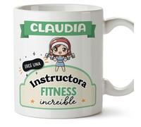 MUGFFINS Tazas Personalizadas para INSTRUCTORA FITNESS mujer - En Español - Eres increíble - Kawaii - 11 oz / 330 ml - Regalo Personalizable original y divertido