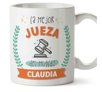 MUGFFINS Tazas Personalizadas para JUEZA mujer - En Español - Mejor del mundo - Con dibujo - 11 oz / 330 ml - Regalo Personalizable original y divertido