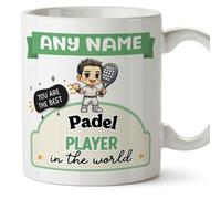 MUGFFINS Tazas Personalizadas para JUGADOR DE PADEL hombre - En Inglés - Best in the World - Kawaii - 11 oz / 330 ml - Regalo Personalizable original y divertido