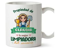 MUGFFINS Tazas Personalizadas para LIMPIADORA mujer - En Español - Propiedad de - 11 oz / 330 ml - Regalo Personalizable original y divertido