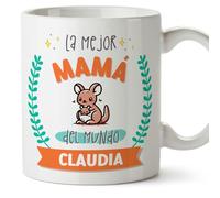 MUGFFINS Tazas Personalizadas para MADRE/MAMÁ 2 - En Español - Mejor del mundo - Con dibujo - 11 oz / 330 ml - Regalo personalizable original y divertido