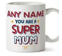 MUGFFINS Tazas Personalizadas para MADRE/MAMÁ - En Inglés - You Are Super - 11 oz / 330 ml - Regalo personalizable original y divertido
