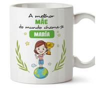 MUGFFINS Tazas Personalizadas para MADRE/MAMÁ - En Portugués - Você melhor do mundo - 11 oz / 330 ml - Regalo personalizable original y divertido