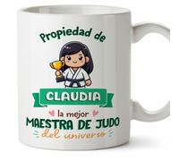 MUGFFINS Tazas Personalizadas para MAESTRA DE JUDO mujer - En Español - Propiedad de - 11 oz / 330 ml - Regalo Personalizable original y divertido
