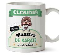MUGFFINS Tazas Personalizadas para MAESTRA DE KARATE mujer - En Español - Eres increíble - Kawaii - 11 oz / 330 ml - Regalo Personalizable original y divertido