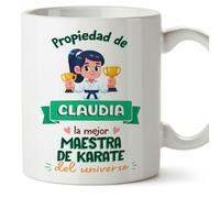 MUGFFINS Tazas Personalizadas para MAESTRA DE KARATE mujer - En Español - Propiedad de - 11 oz / 330 ml - Regalo Personalizable original y divertido