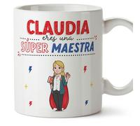 MUGFFINS Tazas Personalizadas para MAESTRA mujer - En Español - ¡Eres Súper! - 11 oz / 330 ml - Regalo Personalizable original y divertido