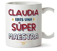 MUGFFINS Tazas Personalizadas para MAESTRA mujer - En Español - Eres Súper - 11 oz / 330 ml - Regalo Personalizable original y divertido