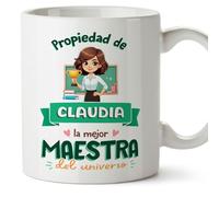 MUGFFINS Tazas Personalizadas para MAESTRA mujer - En Español - Propiedad de - 11 oz / 330 ml - Regalo Personalizable original y divertido