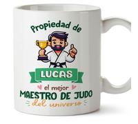 MUGFFINS Tazas Personalizadas para MAESTRO DE JUDO hombre - En Español - Propiedad de - 11 oz / 330 ml - Regalo Personalizable original y divertido