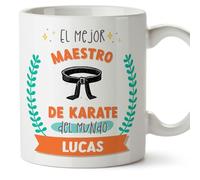 MUGFFINS Tazas Personalizadas para MAESTRO DE KARATE hombre - En Español - Mejor del mundo - Con dibujo - 11 oz / 330 ml - Regalo Personalizable original y divertido