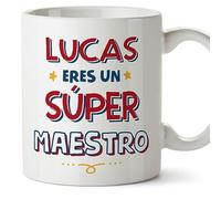 MUGFFINS Tazas Personalizadas para MAESTRO hombre - En Español - Eres Súper - 11 oz / 330 ml - Regalo Personalizable original y divertido