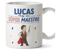 MUGFFINS Tazas Personalizadas para MAESTRO hombre - En Español - ¡Eres Súper! - 11 oz / 330 ml - Regalo Personalizable original y divertido