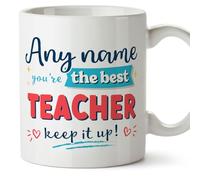 MUGFFINS Tazas Personalizadas para MAESTRO hombre - En Inglés - Keep it up! - 11 oz / 330 ml - Regalo Personalizable original y divertido