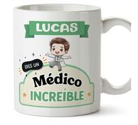 MUGFFINS Tazas Personalizadas para MÉDICO hombre - En Español - Eres increíble - Kawaii - 11 oz / 330 ml - Regalo Personalizable original y divertido