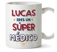 MUGFFINS Tazas Personalizadas para MÉDICO hombre - En Español - Eres Súper - 11 oz / 330 ml - Regalo Personalizable original y divertido