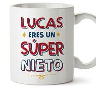 MUGFFINS Tazas Personalizadas para NIETO - En Español - Eres Súper - 11 oz / 330 ml - Regalo personalizable original y divertido