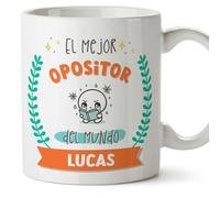 MUGFFINS Tazas Personalizadas para OPOSITOR hombre - En Español - Mejor del mundo - Con dibujo - 11 oz / 330 ml - Regalo Personalizable original y divertido