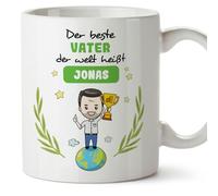 MUGFFINS Tazas Personalizadas para PADRE/PAPÁ - En Alemán - der Beste der Welt - 11 oz / 330 ml - Regalo personalizable original y divertido