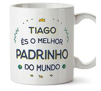 MUGFFINS Tazas Personalizadas para PADRINO - En Portugués - Melhor do Mundo - 11 oz / 330 ml - Regalo personalizable original y divertido