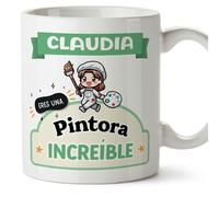 MUGFFINS Tazas Personalizadas para PINTORA mujer - En Español - Eres increíble - Kawaii - 11 oz / 330 ml - Regalo Personalizable original y divertido