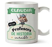 MUGFFINS Tazas Personalizadas para PROFESORA DE HISTORIA mujer - En Español - Eres increíble - Kawaii - 11 oz / 330 ml - Regalo Personalizable original y divertido