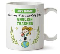 MUGFFINS Tazas Personalizadas para PROFESORA DE INGLÉS mujer - En Inglés - You are World's Best - 11 oz / 330 ml - Regalo Personalizable original y divertido