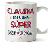 MUGFFINS Tazas Personalizadas para PSICÓLOGA mujer - En Español - Eres Súper - 11 oz / 330 ml - Regalo Personalizable original y divertido