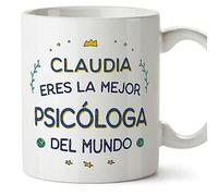 MUGFFINS Tazas Personalizadas para PSICÓLOGA mujer - En Español - Mejor del Mundo - 11 oz / 330 ml - Regalo Personalizable original y divertido