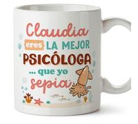 MUGFFINS Tazas Personalizadas para PSICÓLOGA mujer - En Español - Mejor que yo Sepia - 11 oz / 330 ml - Regalo Personalizable original y divertido