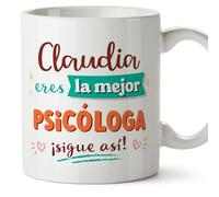 MUGFFINS Tazas Personalizadas para PSICÓLOGA mujer - En Español - Sigue así! - 11 oz / 330 ml - Regalo Personalizable original y divertido
