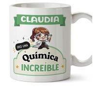 MUGFFINS Tazas Personalizadas para QUÍMICA mujer - En Español - Eres increíble - Kawaii - 11 oz / 330 ml - Regalo Personalizable original y divertido