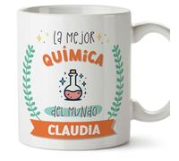 MUGFFINS Tazas Personalizadas para QUÍMICA mujer - En Español - Mejor del mundo - Con dibujo - 11 oz / 330 ml - Regalo Personalizable original y divertido