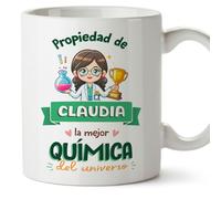 MUGFFINS Tazas Personalizadas para QUÍMICA mujer - En Español - Propiedad de - 11 oz / 330 ml - Regalo Personalizable original y divertido