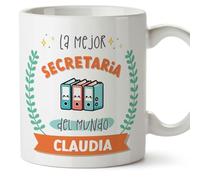 MUGFFINS Tazas Personalizadas para SECRETARIA mujer - En Español - Mejor del mundo - Con dibujo - 11 oz / 330 ml - Regalo Personalizable original y divertido