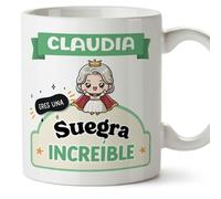 MUGFFINS Tazas Personalizadas para SUEGRA - En Español - Eres increíble - Kawaii - 11 oz / 330 ml - Regalo personalizable original y divertido