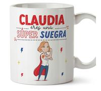 MUGFFINS Tazas Personalizadas para SUEGRA - En Español - ¡Eres Súper! - 11 oz / 330 ml - Regalo personalizable original y divertido