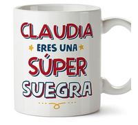 MUGFFINS Tazas Personalizadas para SUEGRA - En Español - Eres Súper - 11 oz / 330 ml - Regalo personalizable original y divertido