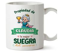 MUGFFINS Tazas Personalizadas para SUEGRA - En Español - Propiedad de - 11 oz / 330 ml - Regalo personalizable original y divertido