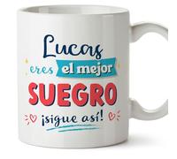 MUGFFINS Tazas Personalizadas para SUEGRO - En Español - Sigue así! - 11 oz / 330 ml - Regalo personalizable original y divertido