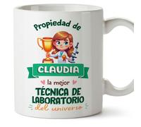 MUGFFINS Tazas Personalizadas para TÉCNICA DE LABORATORIO mujer - En Español - Propiedad de - 11 oz / 330 ml - Regalo Personalizable original y divertido