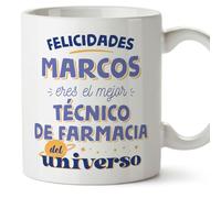 MUGFFINS Tazas Personalizadas para TÉCNICO DE FARMACIA hombre - En Español - Mejor del universo - 11 oz / 330 ml - Regalo Personalizable original y divertido
