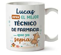 MUGFFINS Tazas Personalizadas para TÉCNICO DE FARMACIA hombre - En Español - Mejor que yo Sepia - 11 oz / 330 ml - Regalo Personalizable original y divertido