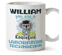 MUGFFINS Tazas Personalizadas para TÉCNICO DE LABORATORIO - En Inglés - Custom Koalafied - 11 oz / 330 ml - Regalo Personalizable original y divertido