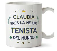 MUGFFINS Tazas Personalizadas para TENISTA mujer - En Español - Mejor del Mundo - 11 oz / 330 ml - Regalo Personalizable original y divertido