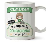 MUGFFINS Tazas Personalizadas para TERAPEUTA OCUPACIONAL mujer - En Español - Eres increíble - Kawaii - 11 oz / 330 ml - Regalo Personalizable original y divertido