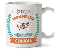 MUGFFINS Tazas Personalizadas para TROMPETISTA mujer - En Español - Mejor del mundo - Con dibujo - 11 oz / 330 ml - Regalo Personalizable original y divertido