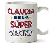 MUGFFINS Tazas Personalizadas para VECINA - En Español - Eres Súper - 11 oz / 330 ml - Regalo personalizable original y divertido