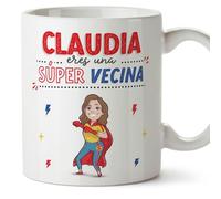 MUGFFINS Tazas Personalizadas para VECINA - En Español - ¡Eres Súper! - 11 oz / 330 ml - Regalo personalizable original y divertido